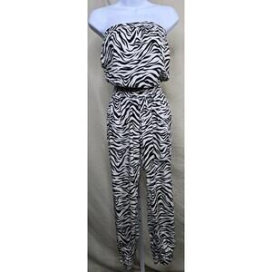 Sunday Best Zebra Print Strapless Jumpsuit Women’s XS Excellent Condition